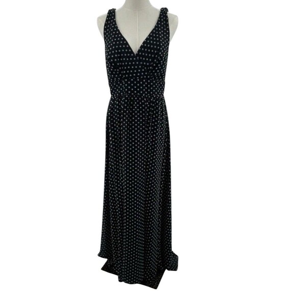 NWOT Sz 0 Anthropologie Clipdot Maxi Dress Eva Franco Black White Floral Dots - Picture 5 of 6